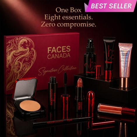 Buy FACES CANADA Signature Collection - Strobe Cream (10 ml) + Setting Spray (30 ml) + Primer (12 ml)+ Mascara (6 ml)+ Compact (10 gm)+ Blush (2.6 ml) +Lipstick+ Kajal (0.30 gm) 8 pc-Purplle