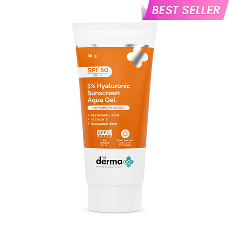 Buy The Derma Co. 1% Hyaluronic Sunscreen Aqua Gel with SPF 50 & PA++++ for Broad Spectrum & Blue Light Protection - 80 gm| In-Vivo Tested-Purplle