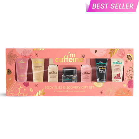 Buy mCaffeine Body Bliss Discovery Gift Set| Perfect for gifting on any occasion| For both men & women| With Face Wash, Scrubs, Body Washes & Body Lotions (Combo of 7)-Purplle