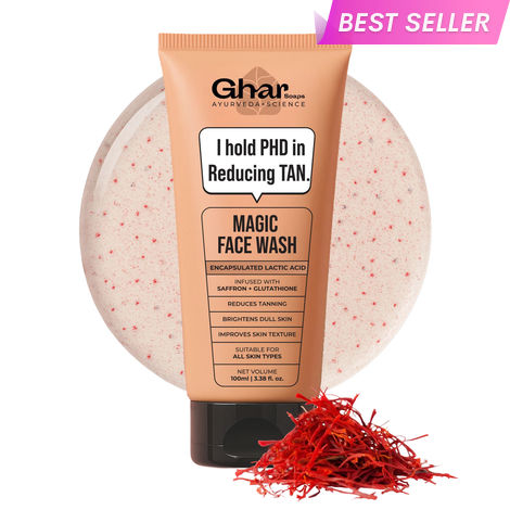Buy Ghar Soaps Magic Face Wash | With Sandalwood, Saffron & Glutathione | Tan Removal, Skin Brightening & Radiant Glow | (Pack of 1) (100 ml)-Purplle