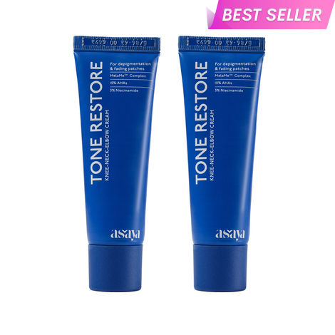 Buy Asaya Tone Restore Cream for Dark Knees & Elbows | Depigmenting Cream with MelaMe™, Kojic Acid, AHAs & Urea | 50 gm | Pack of 2-Purplle