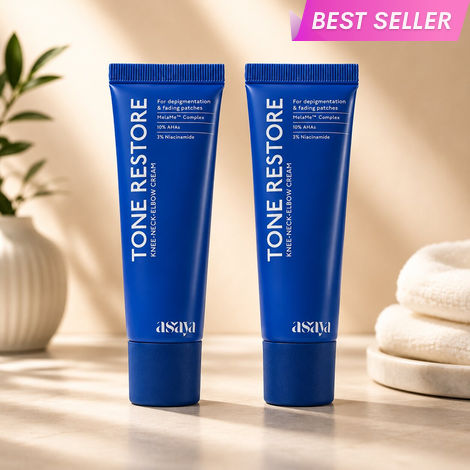 Buy Asaya Tone Restore Cream for Dark Knees & Elbows | Depigmenting Cream with MelaMe™, Kojic Acid, AHAs & Urea | 50 gm | Pack of 2-Purplle