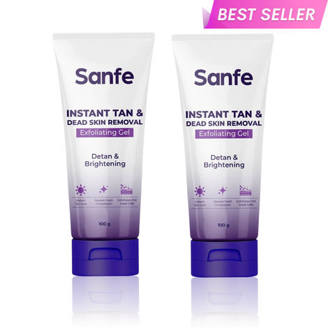 Buy Sanfe Instant Tan & Dead Skin Removal Exfoliating Gel | Visibly Removes Tan | Exfoliates Dead Skin in Minutes | Smooth & Bright Skin | 100 gm - Pack of2-Purplle