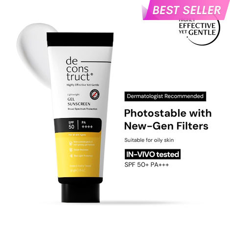 Buy Deconstruct Gel Sunscreen SPF 50 PA++++| 100% Photostable| Lightweight| Non-Greasy |In-Vivo Tested 50 gm-Purplle