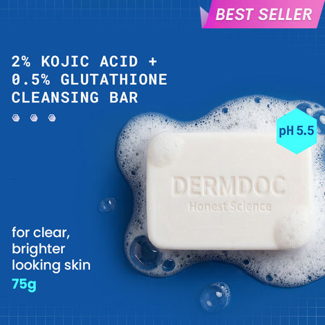 Buy DERMDOC 2% Kojic Acid and 0.5% Glutathione Cleansing Bar (75 gm) | Brightening | Gentle Cleansing Action | Sensitive Skin Friendly-Purplle