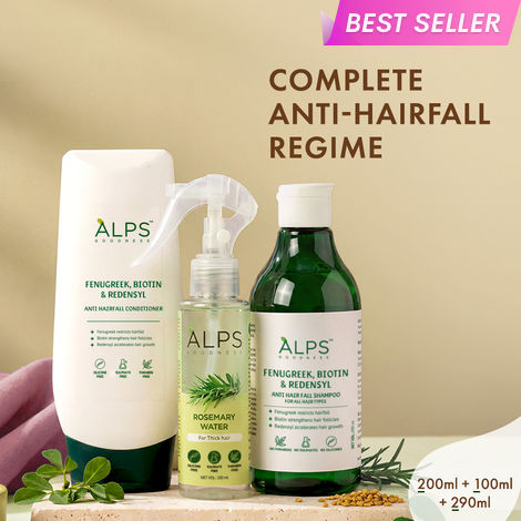 Buy Alps Goodness Complete Anti Hairfall Regime | Fenugreek Biotin & Redensyl Shampoo 290 ml | Conditioner 200 ml| Rosemary Water 100 ml | Hair Growth & Hair Strengthening | (Combo of 3)-Purplle