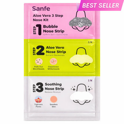 Buy Sanfe DeepDetox 3-In-1 Nose Strips | Pack of 3 | Fights Blackheads & Whiteheads | 3-Step Deep Pore Cleansing Nose Patches with Bubble, Charoal & Aloe Vera Strips | Removes Impurities & Excess Oil-Purplle