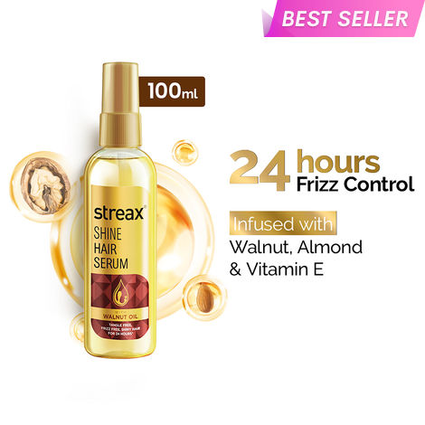 Buy Streax Shine Hair Serum with Walnut Oil, For Hair Smoothening & Shine, For Dry & Frizzy Hair - 100 ml-Purplle