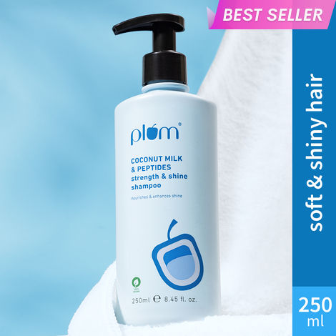Buy Plum Coconut Milk & Peptides Strength & Shine Shampoo | 250 ml | Full Size-Purplle