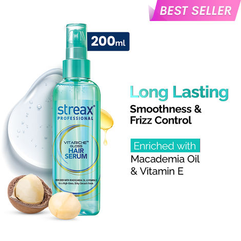 Buy Streax Professional Vitariche Gloss Hair Serum For Women| With Vitamin E & Macadamia Oil | For All Hair Types| 200 ml-Purplle