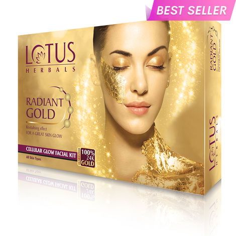 Buy Lotus Herbals Radiant Gold Cellular GlowA 1 Facial Kit | With 24K Gold leaves | For Skin Glow | All Skin Types | 37 gm-Purplle