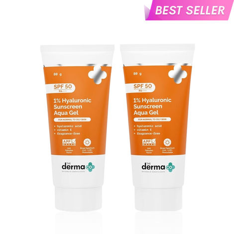 Buy The Derma Co. 1% Hyaluronic Sunscreen Aqua Gel with SPF 50 & PA++++ for Broad Spectrum & Blue Light Protection - 80 gm (Pack of 2)-Purplle