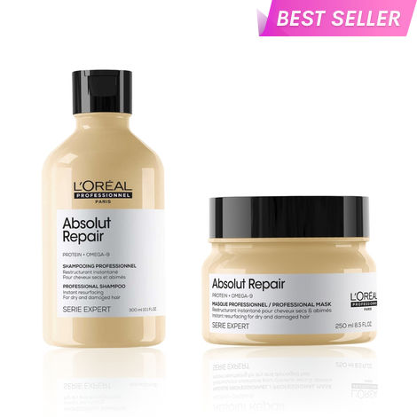 Buy L'Oreal Professionnel Absolut Repair Lipidium Masque (250 ml)+ L'Oreal Professionnel Absolut Repair Lipidium Shampoo (300 ml) Combo of 2-Purplle