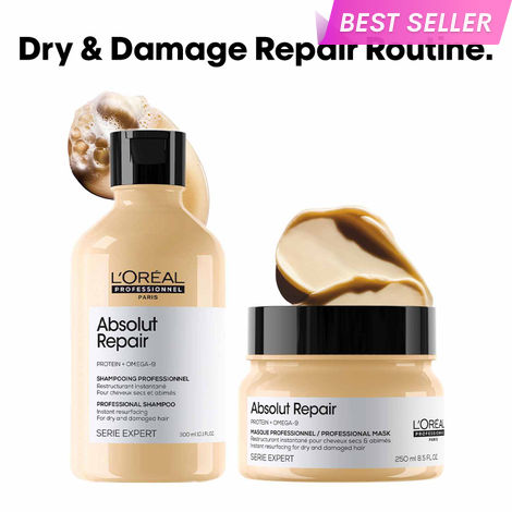 Buy L'Oreal Professionnel Absolut Repair Lipidium Masque (250 ml)+ L'Oreal Professionnel Absolut Repair Lipidium Shampoo (300 ml) Combo of 2-Purplle