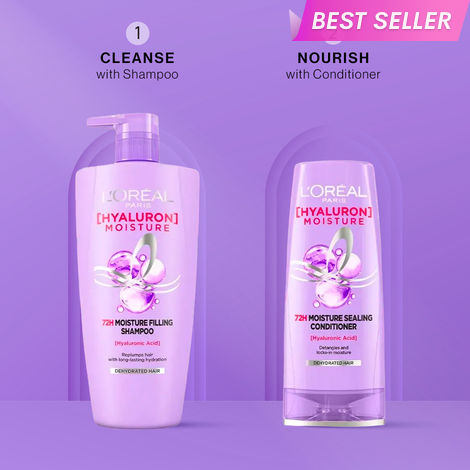 Buy L'Oreal Paris Hyaluron Moisture Hair Care Duo 3 (Hyaluron Moisture 72H Moisture Shampoo (1 L) Hyaluron Moisture 72H Moisture Conditioner (175 ml)-Purplle