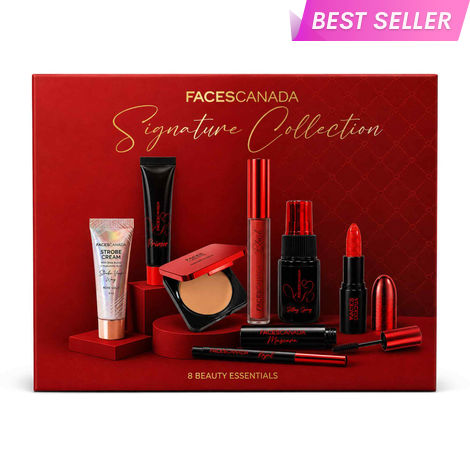 Buy FACES CANADA Signature Collection - Strobe Cream(10 ml)+ Setting Spray(30 ml) +Primer(12 ml)+ Mascara(6 ml)+ Compact(10 gm)+ Blush(2.6 ml)+Lipstick(4.2 gm) + Kajal(0.30 gm) Pack of 8 [FOR DMART]-Purplle