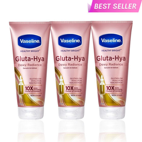 Buy Vaseline Gluta-Hya Dewy Radiance Lotion for Face & Body | Gives Brighter Skin | Glutathione & Niacinamide Infused Moisturizer 200 ml (Pack of 3)-Purplle