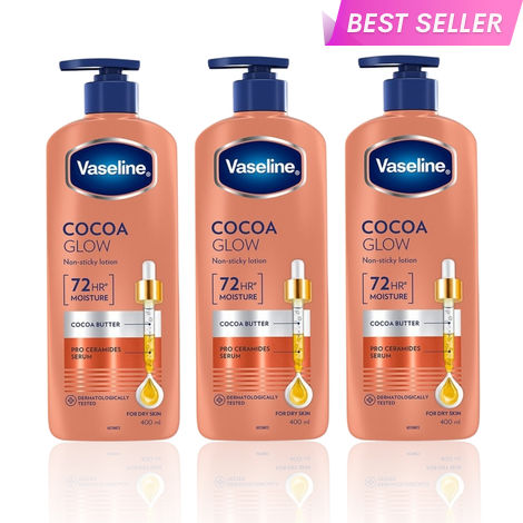 Buy Vaseline Cocoa Glow Serum In Lotion 400 ml | 100% Pure Cocoa & Shea Butter for Glowing & Soft Skin (Pack of 3)-Purplle