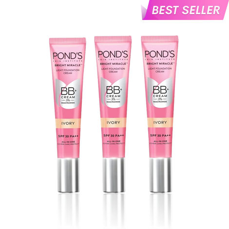 Buy Ponds BB+ Cream| Instant Spot Coverage + Light Make-up Glow | Tinted Moisturiser | Enhances Glow |Ivory |18 gms (Pack of 3)-Purplle