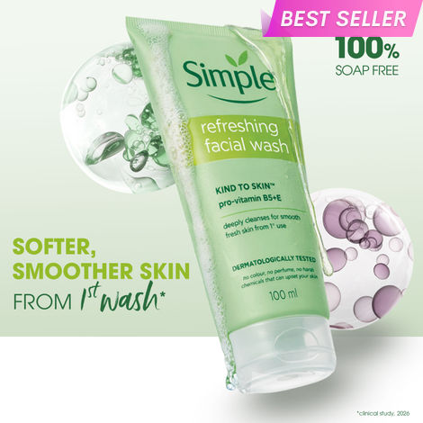 Buy Simple Refreshing Facial Wash, 100% Soap-Free | Perfect For Sensitive Skin (100 ml)-Purplle