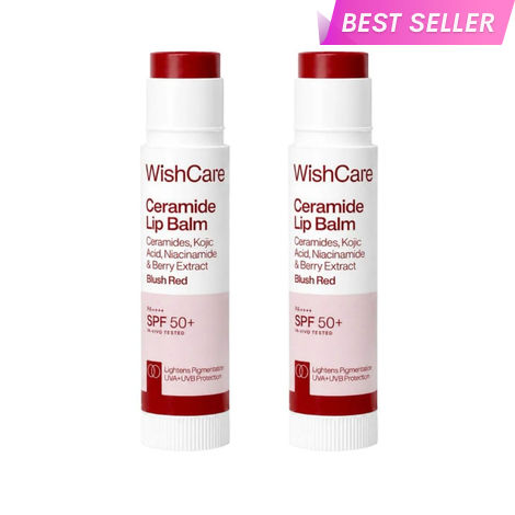 Buy WishCare Tinted Ceramide Lip Balm with SPF50 PA++++ - Kojic Acid & Niacinamide- Blush Red - Pack of 2-Purplle