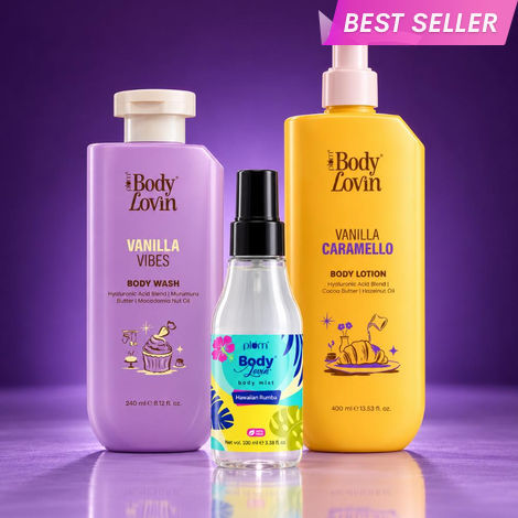 Buy Plum Vanilla Dream Body Care (Plum Vanilla Body Lotion + Hawaiian Rumba Body Mist + Vanilla Vibes Body Wash) Combo of 3-Purplle