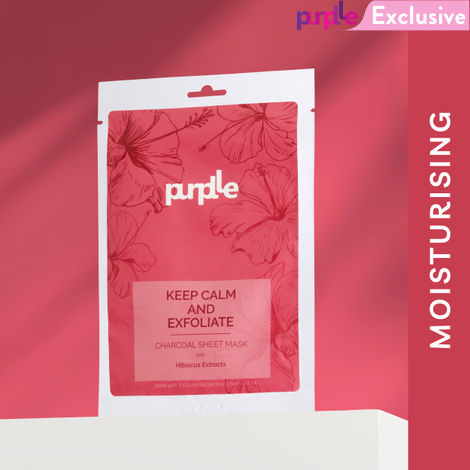 Buy Purplle Exfoliating Charcoal Sheet Mask with Hibiscus Extracts | All Skin Types | Brightening | Boosts Collagen | Moisturising | Anti-acne (20 ml)-Purplle