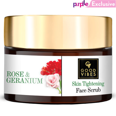 Buy Good Vibes Rose & Geranium Skin Tightening Scrub | Anti-Ageing, Hydrating | No Parabens, No Sulphates, No Mineral Oil, No Animal Testing (50 g)-Purplle