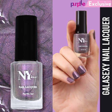 Buy NY Bae Galasexy Nail Lacquer - Shiny Nebula 06 (6 ml) | Purple | Shimmer Finish | High Colour Payoff | Chip Free | Long lasting | Cruelty Free-Purplle