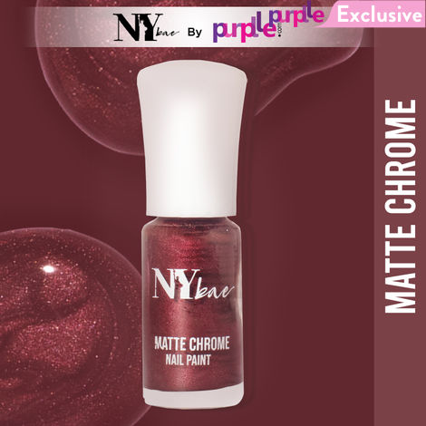 Buy NY Bae Matte Chrome Nail Paint - Berry Silk 02 (3 ml) | Maroon | Chrome Effect | Matte Finish | Intense Pigmentation | Chip Resistant | Travel Friendly | Vegan | Cruelty Free-Purplle