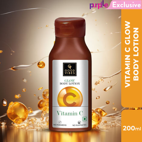 Buy Good Vibes Vitamin C Glow Body Lotion | Nourishing, Brightening, Softening | Vegan, No Parabens, No Sulphates, No Animal Testing (200 ml)-Purplle