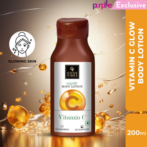 Buy Good Vibes Vitamin C Glow Body Lotion | Nourishing, Brightening, Softening | Vegan, No Parabens, No Sulphates, No Animal Testing (200 ml)-Purplle