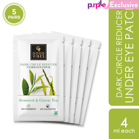 Buy Good Vibes Seaweed & Green Tea Dark Circle Reducer Under Eye Patch | Anti-Ageing | Vegan, No Parabens, No Sulphates, No Mineral Oil (20 ml)-Purplle
