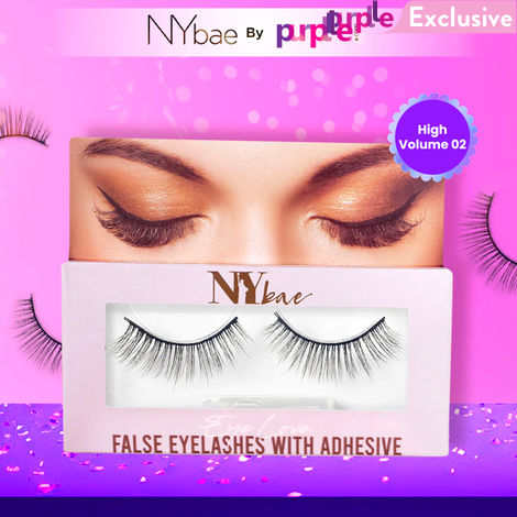 Buy NY Bae Eye Love False Eyelashes With Adhesive | Easy Application | Comfortable | Long Staying - High Volume 02-Purplle