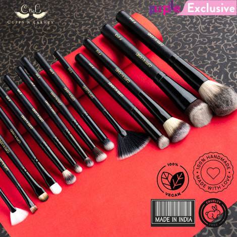 Buy Cuffs N Lashes Makeup Brushes, Set Of 14-Purplle