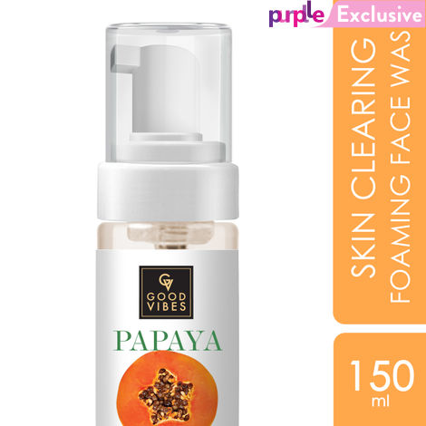 Buy Good Vibes Papaya Skin Clearing Foaming Face Wash | Oil Control, Detoxifying, Nourishing | No Parabens, No Sulphates, No Mineral Oil (150ml)-Purplle