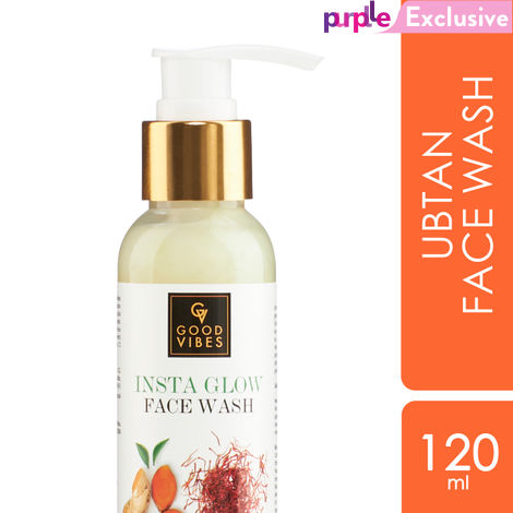 Buy Good Vibes Ubtan Insta Glow Face Wash | Brightening, Cleansing | Vegan, No Parabens, No Mineral Oil, No Animal Testing (120 ml)-Purplle