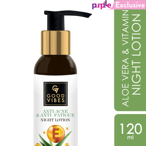 Buy Good Vibes Aloe Vera + Vitamin E Anti - Acne Night Face Lotion| With Hyaluronic Acid | No Parabens No Sulphates No Mineral Oil (120 ml)-Purplle
