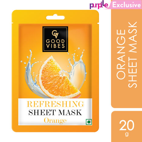 Buy Good Vibes Orange Refreshing Sheet Mask | Rejuvenating, For Glowing Skin | Vegan, No Parabens, No Sulphates, No Alcohol, No Animal Testing (20 g)-Purplle