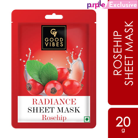 Buy Good Vibes Rosehip Radiance Sheet Mask | Glowing, Moisturizing | Vegan, No Parabens, No Sulphates, No Alcohol, No Animal Testing (20 ml)-Purplle