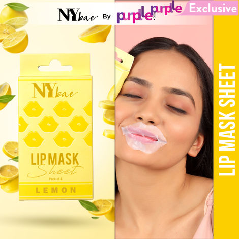 Buy NY Bae Lip Mask Sheet - Pack Of 4 | Plumping | 95 % Natural Ingredients | Instant Hydration | Bio Cellulose Mask | Alcohol Free - Lemon-Purplle