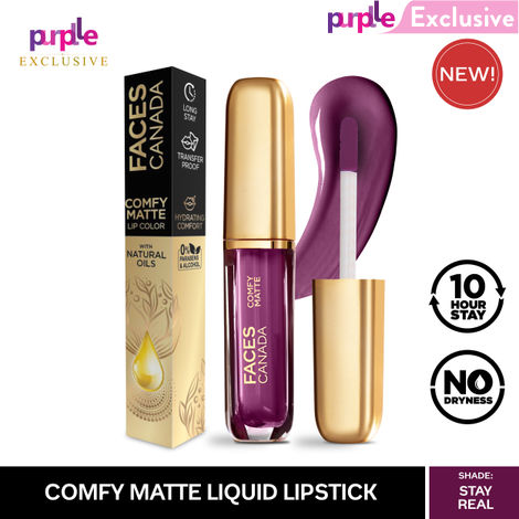 Buy Faces Canada Comfy Matte Lip Color | 10Hr Long Stay With Comfort | Almond Oil | Stay Real 21 (3 ml) - Exclusively on Purplle-Purplle