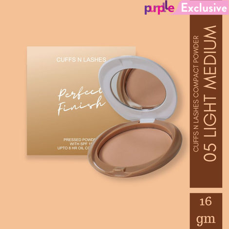 Buy Cuffs N Lashes Perfect Finish Pressed Powder Compact with SPF 15, 05 Light Medium, (16 g)-Purplle