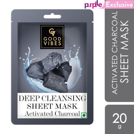 Buy Good Vibes Activated Charcoal Deep Cleansing Sheet Mask | Detoxifying, | Cleanses Dirt & Impurities (20 g)-Purplle