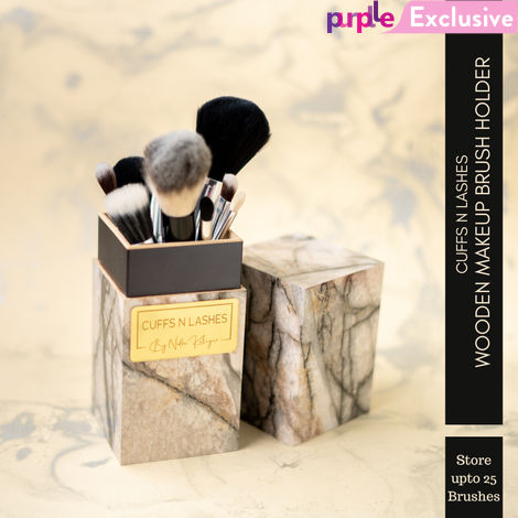 Buy Cuffs N Lashes Marble Makeup Brush Holder, Square-Purplle