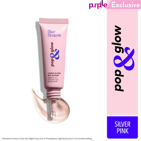 Buy Blue Heaven Pop & Glow Eye & Cheek tint Highlighter for face makeup, Enriched with Rosehip and Coconut oil, Silver Pink, 12ml-Purplle