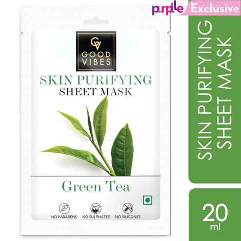 Buy Good Vibes Green Tea Skin Purifying Sheet Mask | Lightweight, Brightening, Antioxidant | No Animal Testing (20 ml)-Purplle