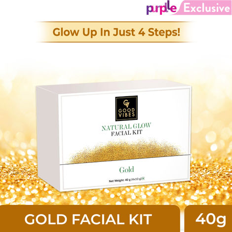 Good Vibes Gold Natural Glow Facial Kit | Glowing, Anti-Ageing | No Parabens, No Animal Testing (40 gm)