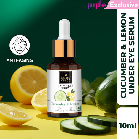 Buy Good Vibes Cucumber & Lemon Under Eye Serum | Anti-Ageing, Rejuvenating, Brightening | No Sulphates, No Parabens, No Animal Testing (10 ml)-Purplle