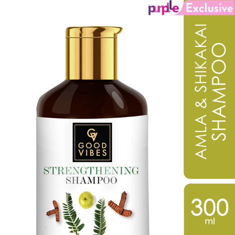 Buy Good Vibes Amla Shikakai Strengthening Shampoo | With Neem | Hair Growth, Shine | No Parabens, No Animal Testing (300 ml)-Purplle